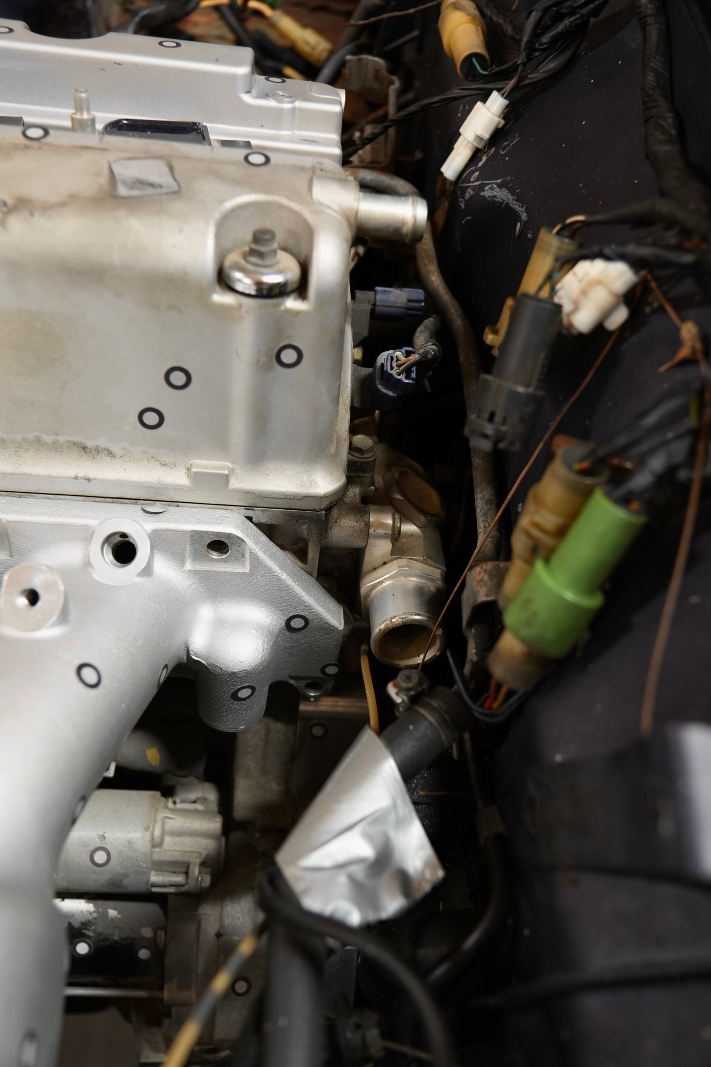 K24 engine positioned close to Suzuki Samurai firewall using RBZ Harmony engine mounts for optimal placement
