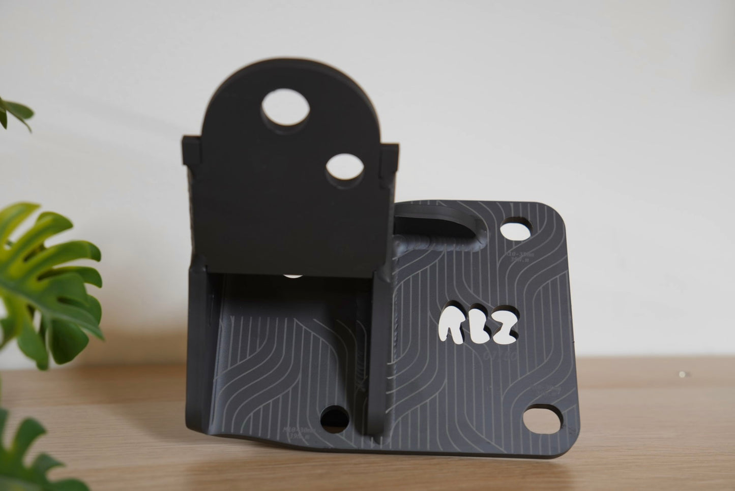 Laser engraved torque specs and RBZ Harmony logo on S2000 K24 engine mount bracket.
