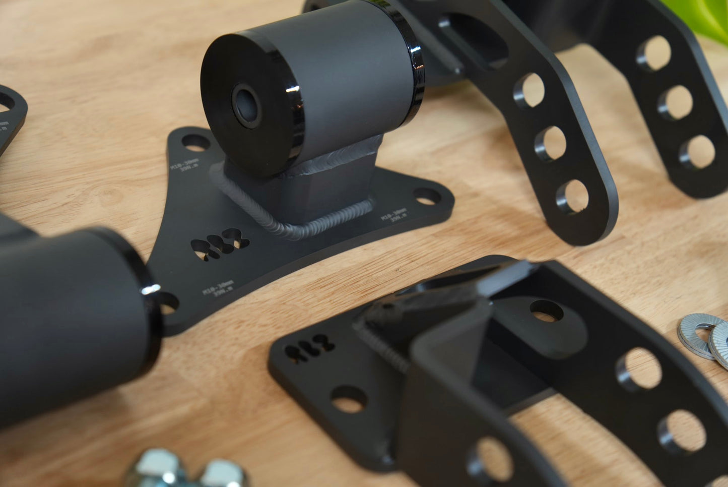 RBZ Harmony K24 engine mount for Suzuki Samurai with Cerakote finish and Nord-Lock hardware