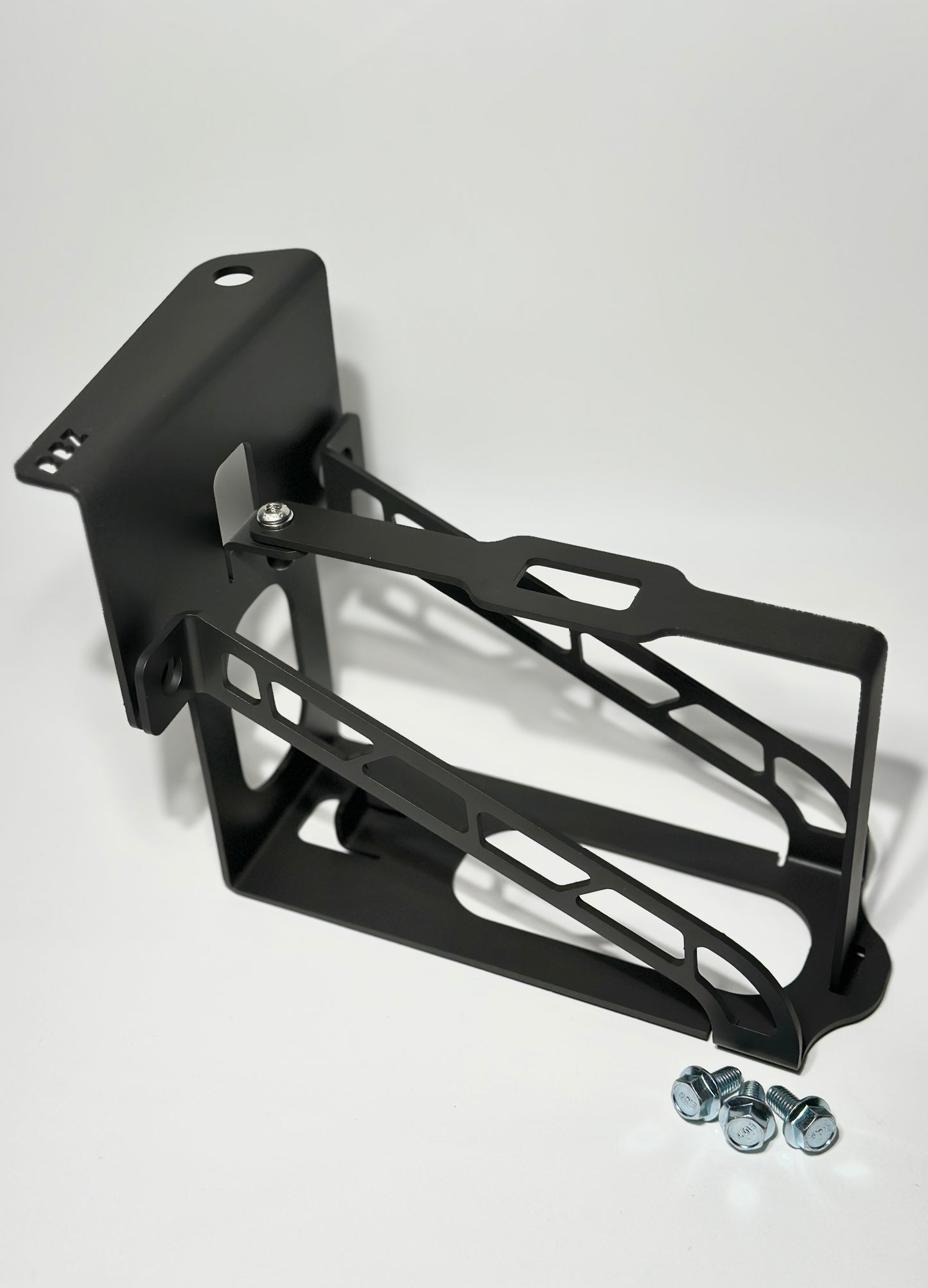 RBZ Harmony battery relocation tray for DC5 RSX showing precision laser cut geometry and Antigravity ATX-20 retention design