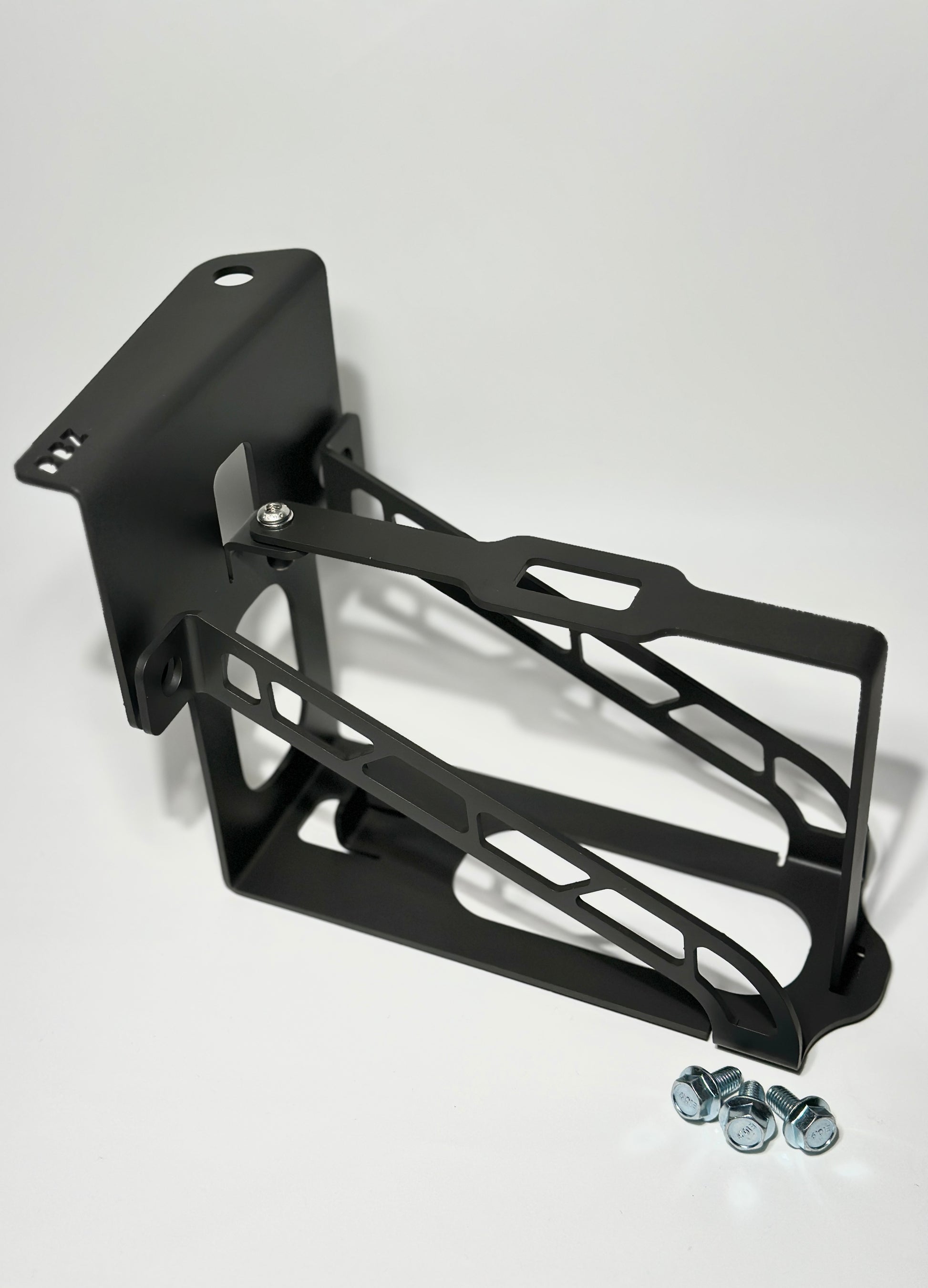 RBZ Harmony battery relocation tray for DC5 RSX showing precision laser cut geometry and Antigravity ATX-20 retention design