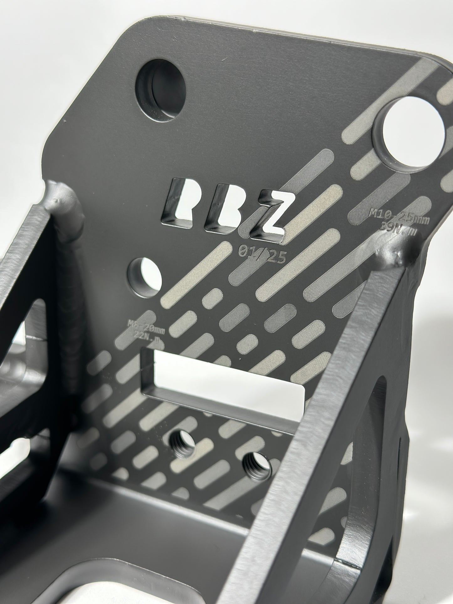 Laser engraved torque specifications and RBZ Harmony branding on Grid Collection S2000 K20A swap engine mount