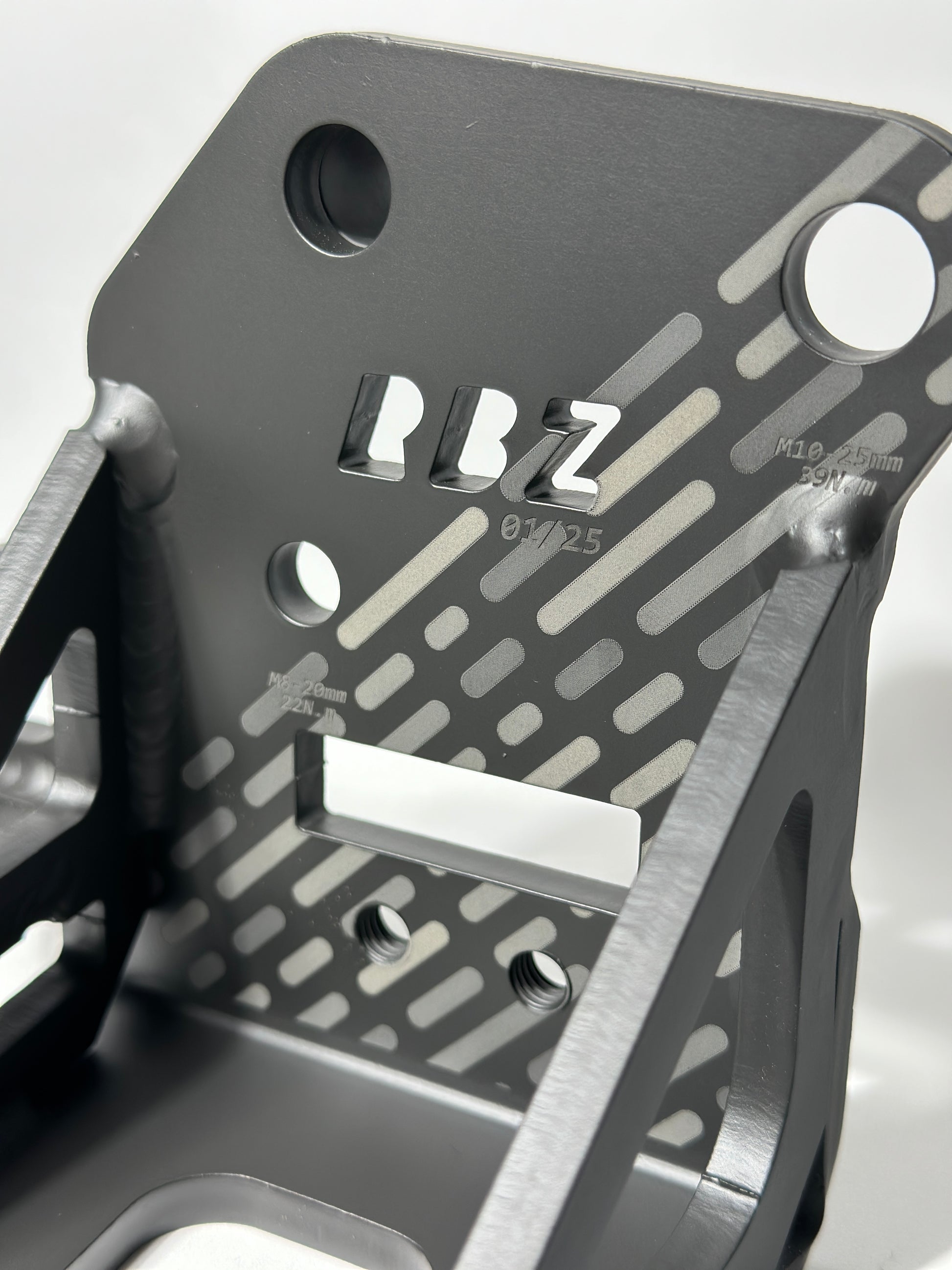Laser engraved torque specifications and RBZ Harmony branding on Grid Collection S2000 K20A swap engine mount