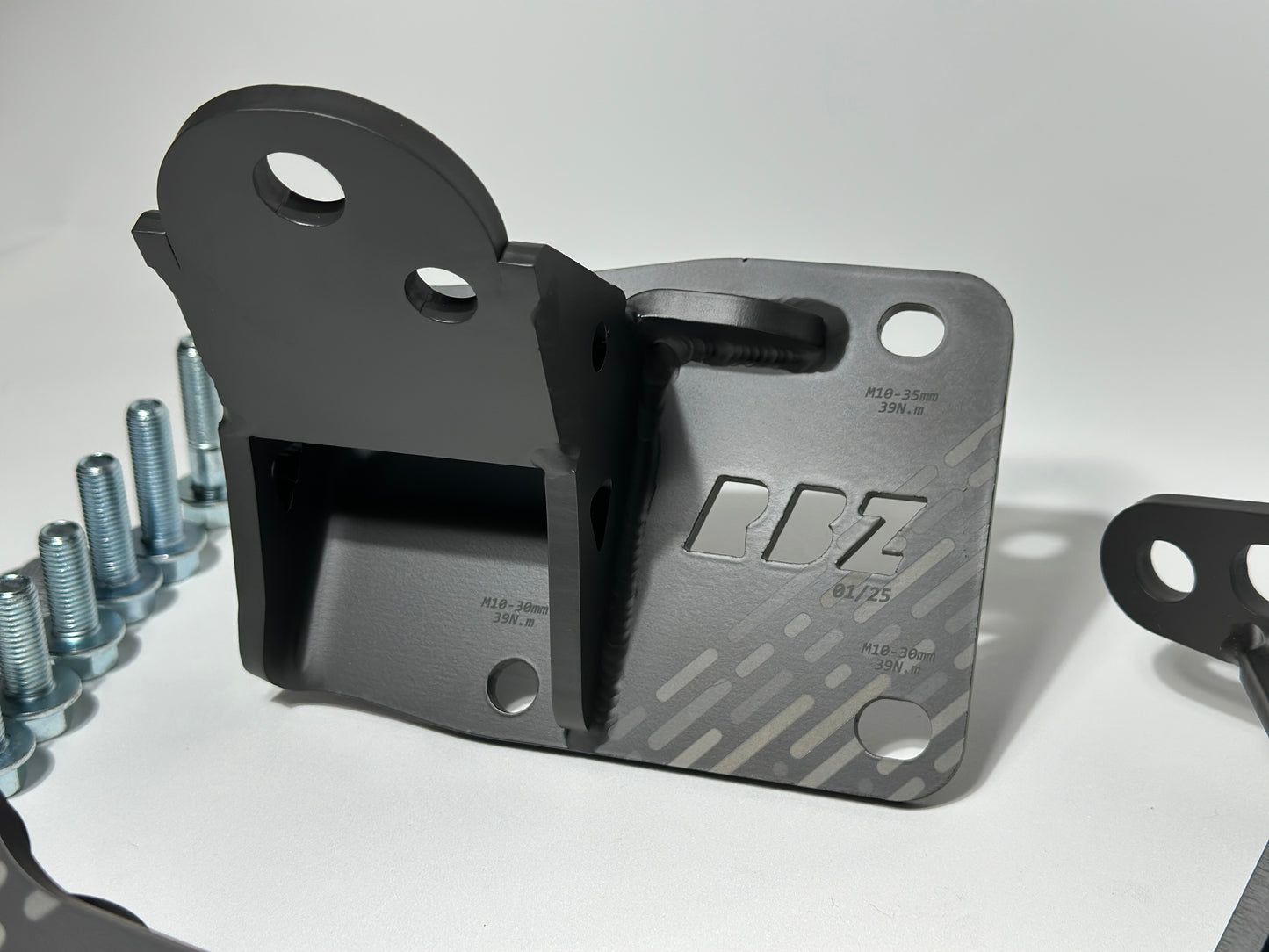RBZ Harmony R Mount V2 for S2000 K20A swap with Cerakote finish and clearance for aftermarket headers and turbo manifolds
